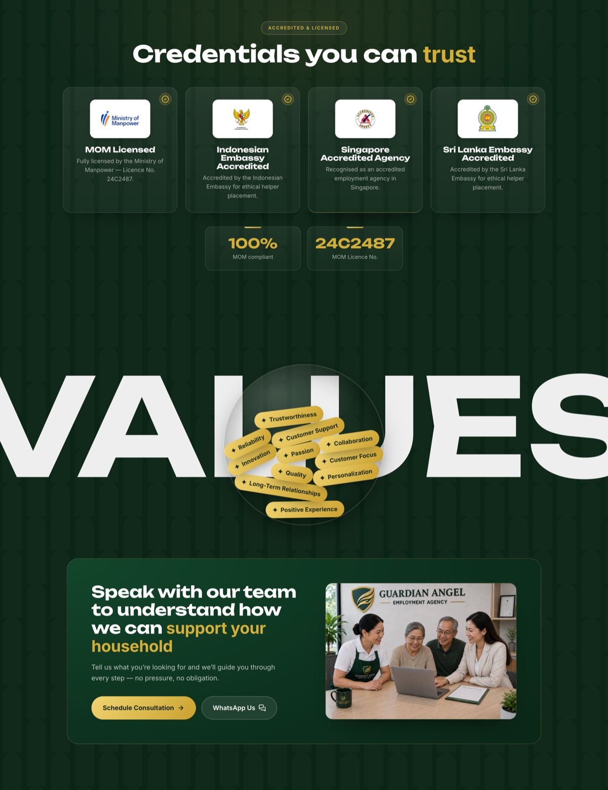 Guardian Angel About page: credentials, values and consultation call to action