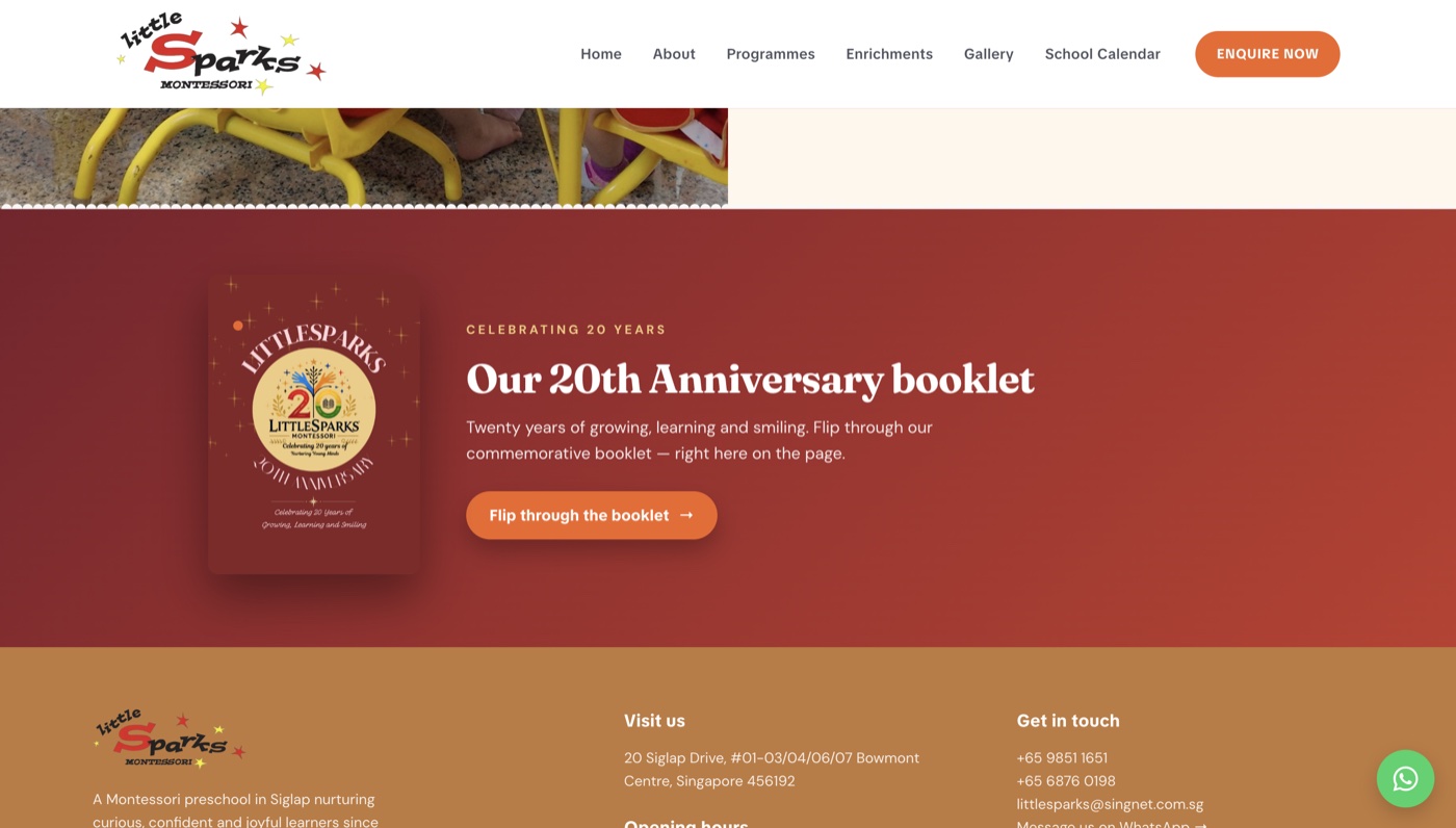 The 20th Anniversary booklet section on the live site