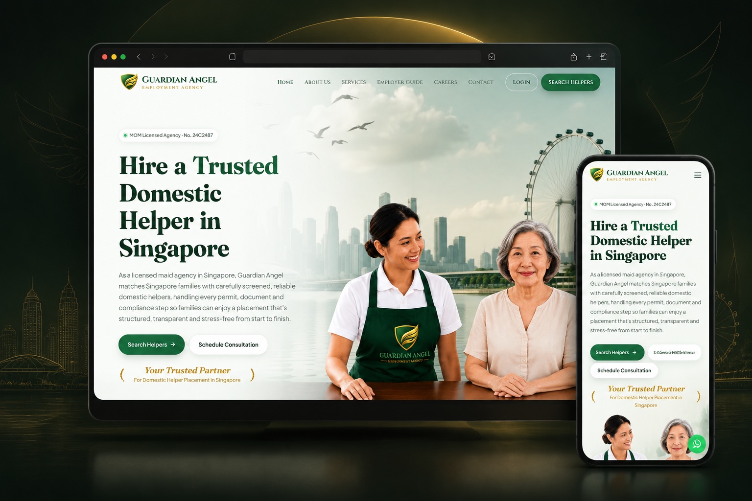 Guardian Angel Employment Agency website